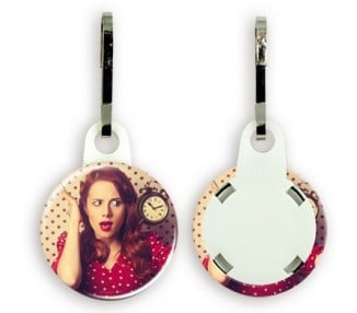 Badge 25mm tirettes blanches