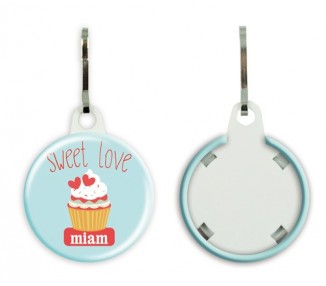 Badge 32mm tirettes blanches