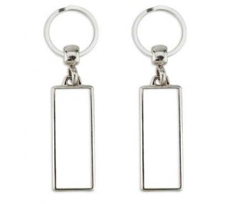 Porte clés métal vierge recto verso rectangulaire