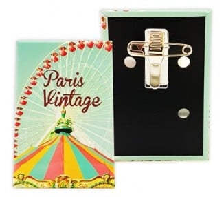 Badge rectangle personnalisé pince crocodile épingle vertical