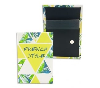 Badge rectangle personnalisé attache aimantée vertical