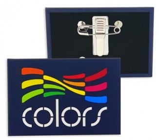 Badge rectangle personnalisé pince crocodile épingle horizontal