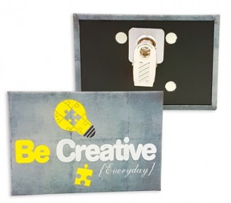 Badge rectangle personnalisé pince crocodile rotative horizontal