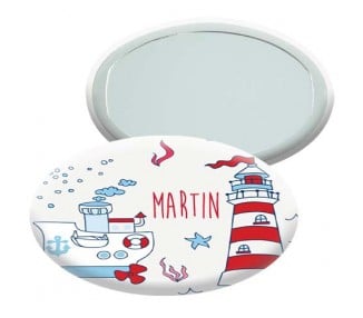 Miroir de poche personnalisable ovale